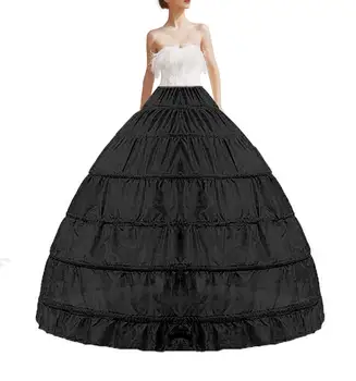 Дамски Кринолиновая пола с 6 обръча, Прозрачна долни поли с дължина до пода, долната пола за сватбена рокля, бална рокля