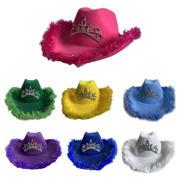 Фетровая ковбойская шапка Шапка пастушки в западен стил Костюм на Филц шапки Шапки за бебета Момчета и момичета