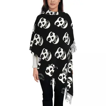 Misfits-Шал с логото на жените в есенно-зимната шал, дълги шалове с пискюли за жени