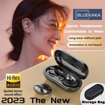 2023 НОВИ слушалки с костна проводимост Bluetooth 5.3, скоба за ушите, обицата в ухото, безжични слушалки, спортни слушалки, ухото на куката с микрофон