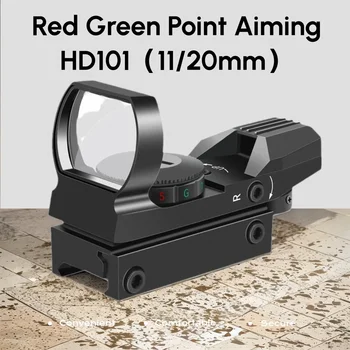 HD101 Червена/зелена точка ловен тактически оптични прицели в 11 мм/20 мм, с регулируема яркост, Рефлексология Компактен пистолетен Очите