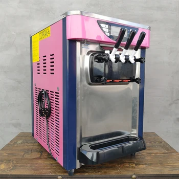 Машина за приготвяне на сладолед с три вкусове, малка машина за приготвяне на замразено кисело мляко от неръждаема стомана