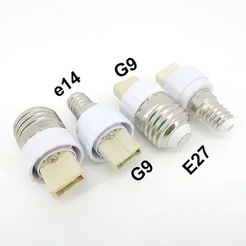 E27 E14-G9 основата на лампата Преобразувател на Притежателя на лампата в контакта Преобразуване на електрическата Крушка E14-G9 Адаптер тип E27-G9 Огнеупорна бял r1