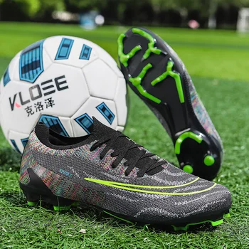 Професионални мъжки футболни обувки за косене на закрито, леки футболни маратонки с дълги шипове, мъжки и женски футболни обувки AG/FG