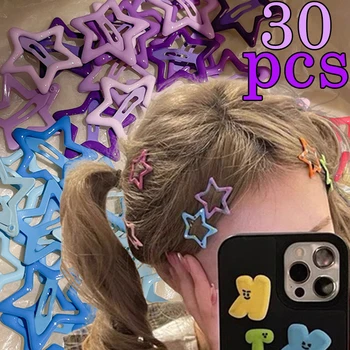 Нови цветни Фиби за коса Star BB Y2K Women Grils, Скъпа Метална родословни в формата на звезда, шапки, Странична Шнола, Дръжка за коса, Аксесоари за коса