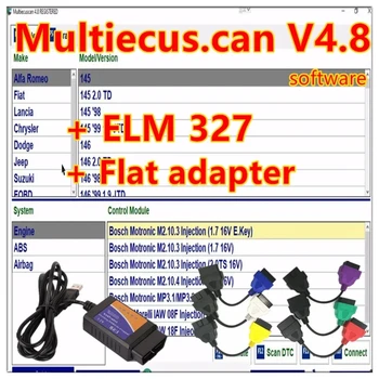 2023 Нов Multiecuscan V4.8 За Fiat/Chrysler/Dodge/Jeep/Suzuki софтуер скенер 4.8 + ELM327 + Плосък адаптер Регистриран Неограничено