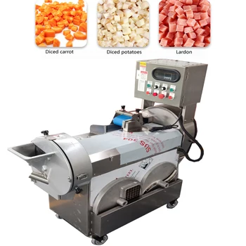 Индустриална електрическа машина за рязане на плодове, зеленчуци, кубчета, машина за нарязване на картофи, моркови, банани чипс, слайсер за нарязване на филийки.