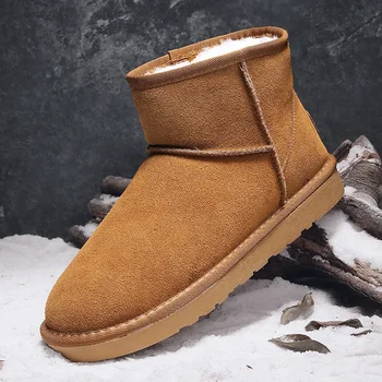 Зимни обувки за мъже, улични зимни обувки без закопчалка, нескользящая памучен обувки за мъже, плюс кадифе изолирана ежедневни ботильоны, Големи размери 47