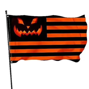 Знамена на Хелоуин За външни декоративни знамена дома 3x5 Трайни голям американски флаг за украса банер с подаръци