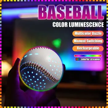 Стандартен 9-инчов нажежен бейзбол с 6 променящите се цветове на Тренировочная подаване на Тренировка подаване на Бейзбол Светещи в тъмното Бейзбол