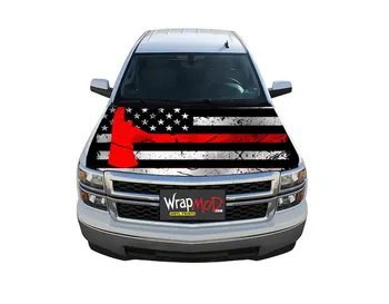 Обвивка на Капака на Американското Знаме, Тънка Червена Линия Кирки Пожарникар, Графика Пикап, Етикети Със стикери на камион, Подарък за Деня на бащите, Кола