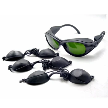 1 чифт предпазни очила IPL Cosmetolog, Лазерни защитни очила с UV400 защита на очите OD5 + CE 200-2000 нм и 3 двойки чалми на очите