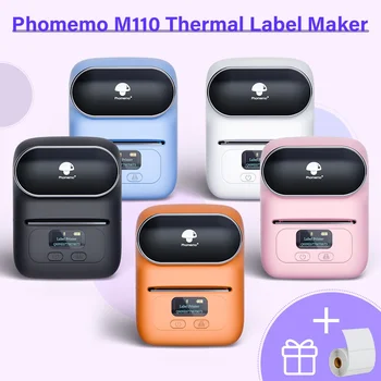 Термопринтер Phomemo M110 безжичен Преносим принтер за етикети с Bluetooth, мини принтер за етикети, производител на етикети с баркод, принтери променят ценовите етикети направи си САМ