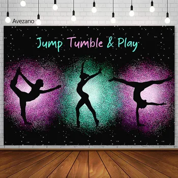 Avezano Фон за скачане, или игри, украса за парти по случай рожден ден в стил гимнастика за момичета, Флуоресцентно цветен фон за снимки