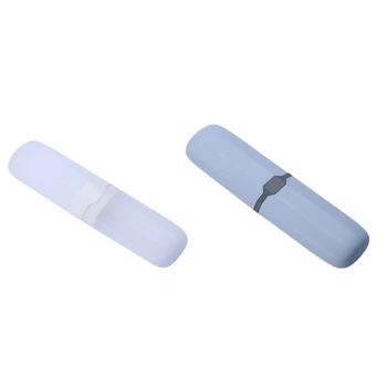 2X Калъф за четка за зъби, растягивающийся контейнер за паста за зъби, анти-бактериални Регулируема кутия, син и прозрачен бял