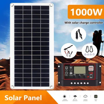 1000 W Соларен Панел 12 В Слънчев Елемент 10A-100A Контролер за Слънчеви Табела за Телефон Къмпинг RV Кола MP3 PAD Зарядно Устройство Външен Батерия