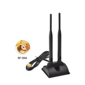Двойна Антена WiFi с Конектор RP-SMA 2,4 Ghz И 5 Ghz Двухдиапазонная Антена с Магнитно Основата на Мрежова Карта на PCI-E WiFi USB WiFi A