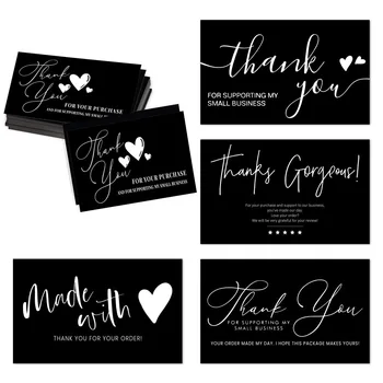 30шт Модерни класни поздравителни картички с черно сърце за опаковане на подарък кутии Празнична фурна на Цветята-магазин за малкия бизнес