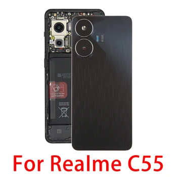 За Realme C55 Оригиналната задната част на капака на батерията капак на обектива на камерата (черен)