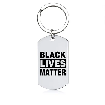 Черни Живот Имат Значение Ключодържател Бижута Златен, Сребърен Цвят От Неръждаема Стомана С Висулка Етикет Ключодържатели Ключодържател Афроамериканский Протест