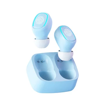 Мини Безжична Bluetooth Слушалка С чувствителен на Допир Подсветка, тапи за уши За Защита От Пот, стерео слушалки с Високо качество, Универсална, Розов
