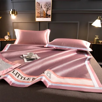 Комплект спално бельо от естествен лед коприна, комплект спално бельо с високо качество с цветни петна, чаршафи и калъфки от 100% естествена коприна кралски размери