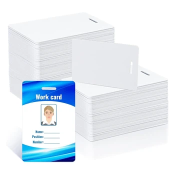 Бели карти от PVC с перфорации, стандартен пластмасов икона със снимка CR80 30Mil за печат, вертикални визитки