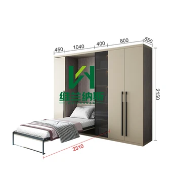 Функционални, компактни мебели по поръчка метална сгъваема двойно легло queen size wall Мърфи hidden bed