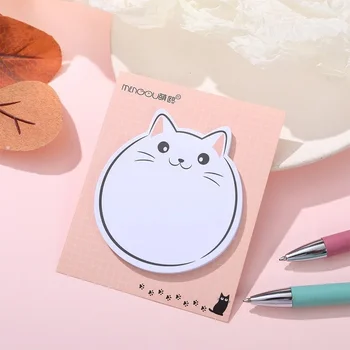30 листа Kawaii Chubby Cat N Times Sticky Journal Planner, Красиви стикери, маркер за бележник, канцеларски материали за офиса