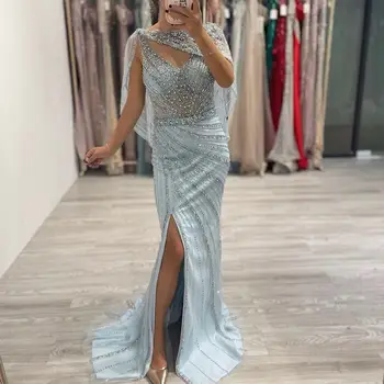Луксозна вечерна рокля FATAPAESE Mermaid hotel Dubai за бала с нос и цепка от тежки мъниста, вечерни рокли за жени, за сватба парти