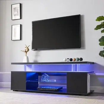 Поставка за телевизор с диагонал 70 инча, слот развлекателен център с led подсветка, конзола за съхранение на мултимедия, бюрото с голямото чекмедже и страничната тумбой