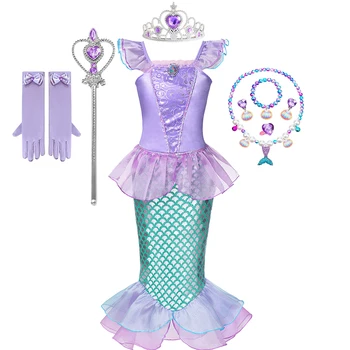 Muababy Принцеса Ариел малката Русалка Детски кралят костюм за Хелоуин за деца