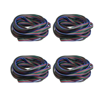 4X 4-пинов кабел за Удължаване на кабели Кабел захранващ Кабел за led лента RGB 3528 smd 5050 Конектор Цветен 5 м
