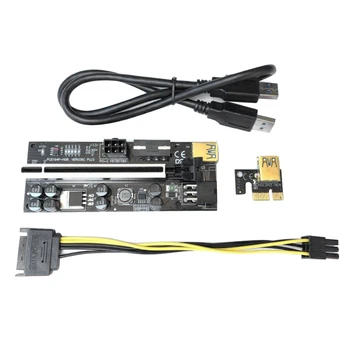 Странично VER 009C Plus PCI Express Адаптер от 1X до 16X Удължител Pcie Странично Adapter Card SATA Двойна 6Pin Адаптер