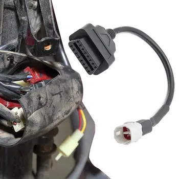 Жак и кабел за диагностика на OBD2 мотоциклет, удлинительный кабел OBD2 мотоциклет, конектори за адаптер за захранване, 4-пинов штекерный кабел