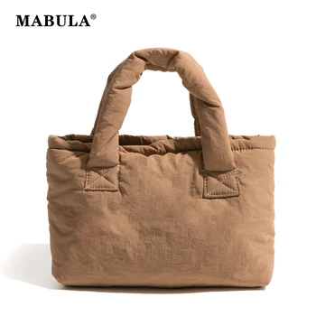 MABULA, однотонная проста женска чанта-тоут, дамски голям чанта за пазаруване с подплата от пух, модерен дизайн, дамски прикачване на рамото