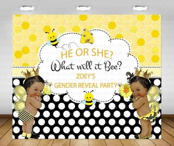 Обичай Пол Пчелите Разкрива Детски душ афро-американец в грах снимки, фонове Компютърни печат фон за рожден ден