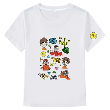 Детски мърч-тениски формат А4, сезон пролет-лято, модерен семеен дрехи с принтом Boy ' s Team А4, ежедневни тениска за момичета, блузи с къс ръкав