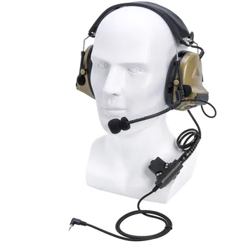 U94 ПР + Кафява Тактическа Слушалки и слушалки за стрелба с Шумопотискане и Защита на слуха за MOTOROLA Уоки-Talkies GP140 GP320
