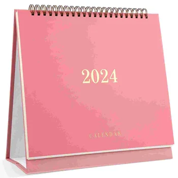 Януари 2024-юни 2025 Настолен календар Планер блокове бележки Месечен календар, Настолен календар от дебела хартия (розов)
