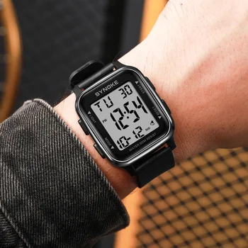 Модерен спортен часовник за Мъже Многофункционални Квадратни електронни часовници Студентски часовник Цифров часовник за мъже