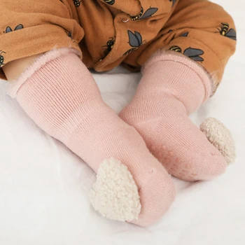 Чорапи за новородено, чорапи за кукли, есенно-зимни кадифе дебели чорапи за новородени