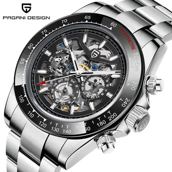 Pagani Design HZ 2196G Автоматични Механични Часовници е От Неръждаема Стомана Водоустойчив Спортни 10Bar Луксозни и Ежедневни Часовници за Мъже Reloj Hombr