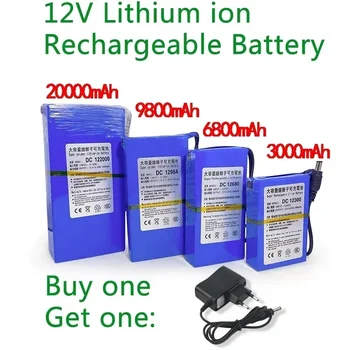 Нова литиево-йонна батерия dc 12 В 3000-20000 ма батерия, зарядно устройство ac-голям капацитет за съхранение с 4 вида избор капацитет