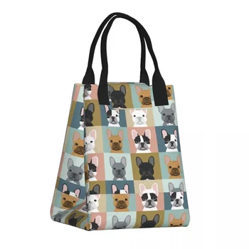 Портрети на френски Булдог С модел, Термоизолированная чанта за обяд, Женствена чанта за любителите на френските кучета, за многократна употреба Контейнер за обяд, кутия за bento