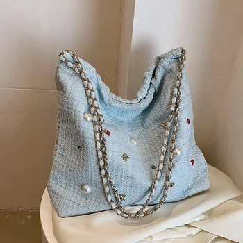 Модна дизайнерска чанта през рамо с перли, благородна нишевая чанта-тоут, женствена чанта за купоните, жените открийте проста женска чанта през рамо