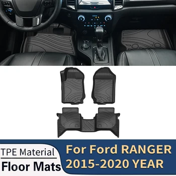 За Ford RANGER 2015-2020 LHD RHD Auto Автомобилни Постелки За Пода при всякакви метеорологични условия Подложки За Краката От TPE, Без Мирис Мат На Кабина и Аксесоари За интериора