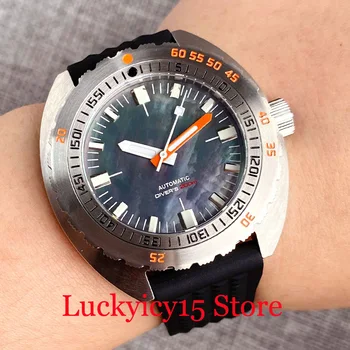 200 м Водоустойчив мъжки часовник Tandorio Luxury 42 мм МОП с черен циферблат, светлинен NH35A PT5000 Auto, въртящи bezel, сапфирен кристал във формата на лък тел