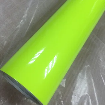 152 см. * 4 м/ролка, Гланц Неоново-флуоресцентно жълт Винил ролка за автомобилни фолиа с технологията на освобождаване на въздух