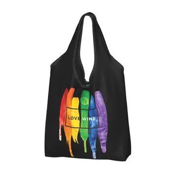 Любовта Победи Rainbow, чанта за пазаруване за ЛГБТ, Кавайная пазарска чанта през рамо, преносима чанта за гей-прайда и лесбийки.